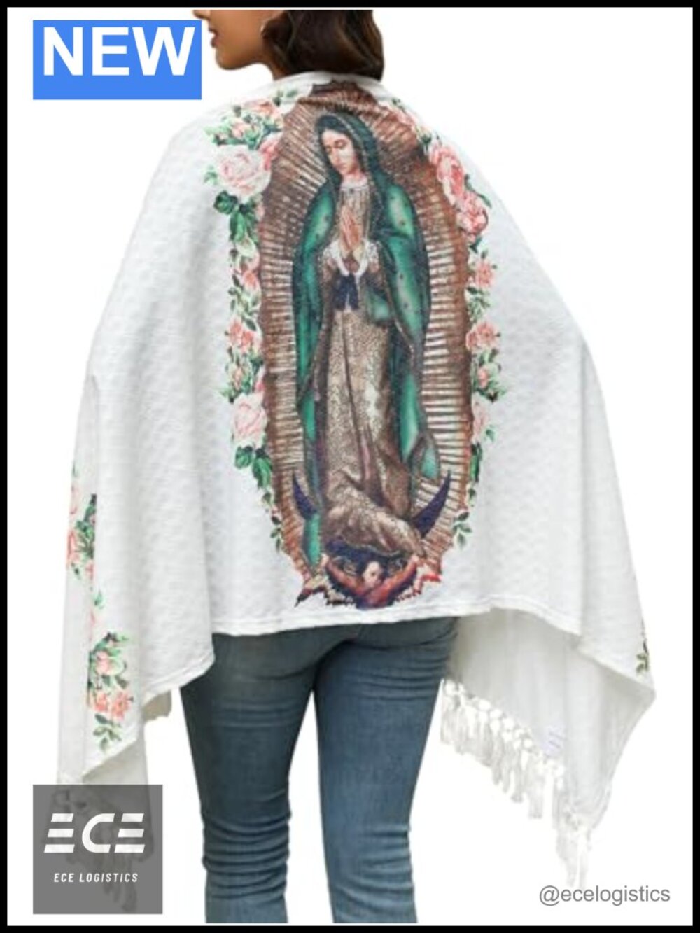 Virgen De Guadalupe Shawl Rebozo Virgin Mary Scarf Catholic Prayer Wrap